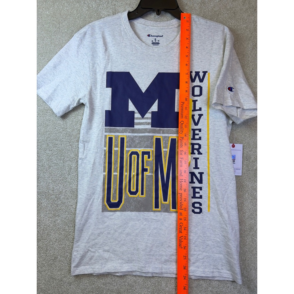Champion T-Shirt Mens Medium Gray Michigan Wolverines U of M Graphic Tee NEW - Picture 5 of 6